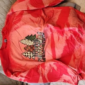 RED BLEACHED OUT MERRY CHRISTMAS SWEATSHIRT XL